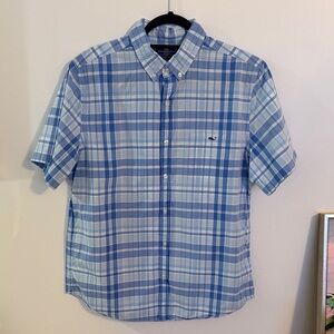 Vineyard Vines Light Blue Plaid Button Tucker Shirt